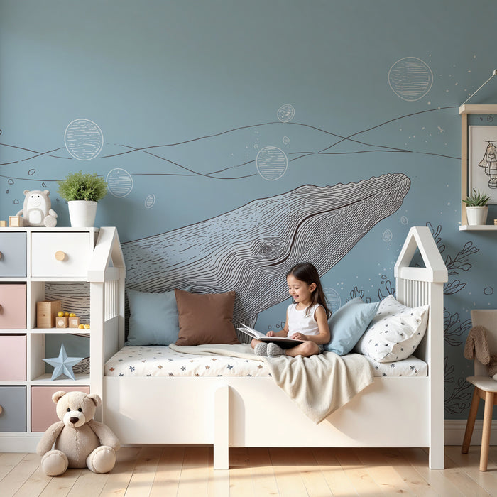 Papel pintado infantil | Majestuosa ballena submarina