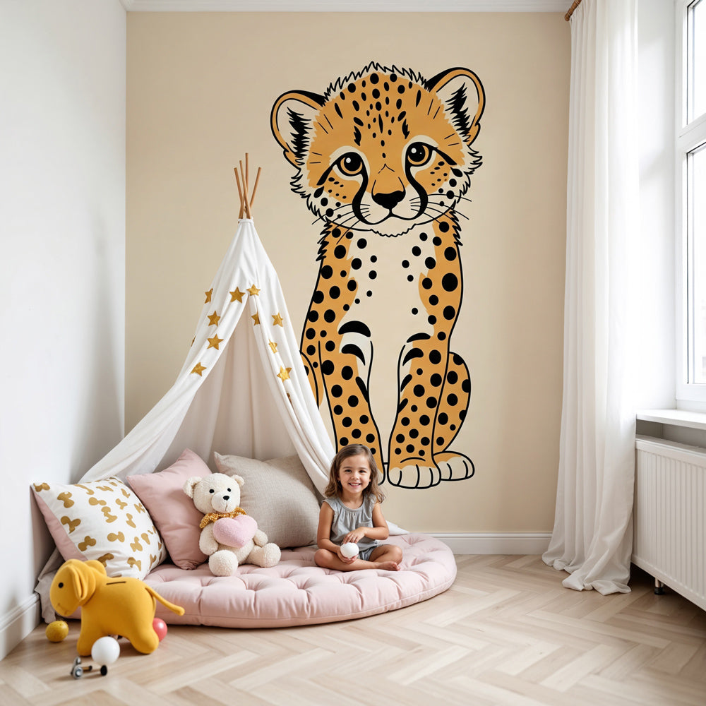 Tapet barnerom | Søt og myk baby gepardI18n Error: Missing interpolation  value \, image size:1000x1000