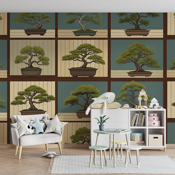 Tapete za dječju sobu | Umjetnički bonsai na smirujućoj podlozi