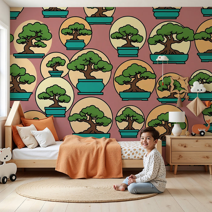 Kids' Room Wallpaper | Pink Bonsai Pattern