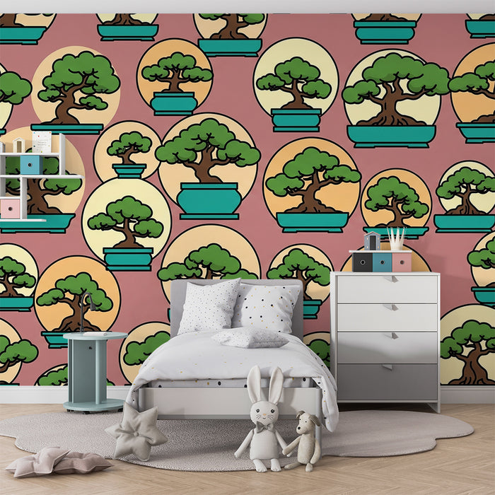 Kids' Room Wallpaper | Pink Bonsai Pattern