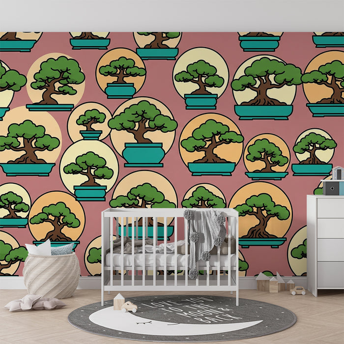 Kids' Room Wallpaper | Pink Bonsai Pattern