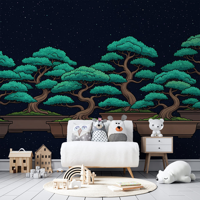Barnetapet | Lysende bonsai under en stjernehimmel