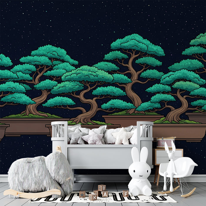Barnetapet | Lysende bonsai under en stjernehimmel