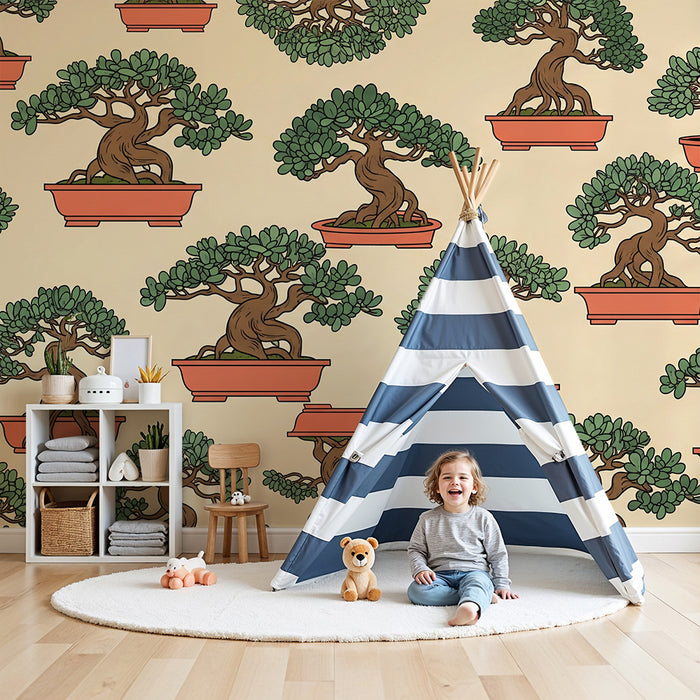 Kids' Room Wallpaper | Artistic Bonsai on a Soft Background