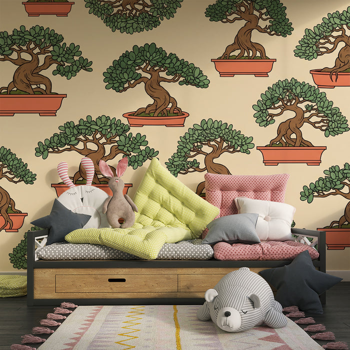 Kids' Room Wallpaper | Artistic Bonsai on a Soft Background