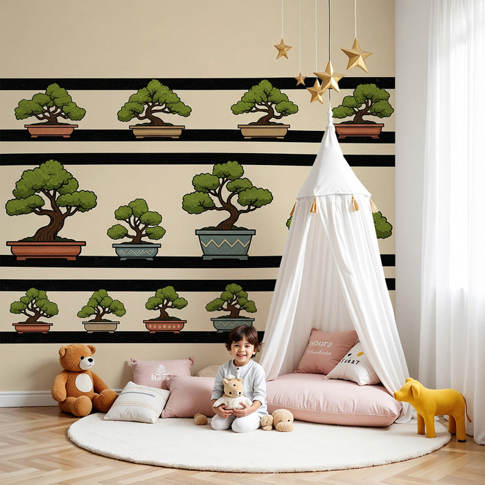 Kids' Room Wallpaper | Colorful Bonsai on a Soft Background