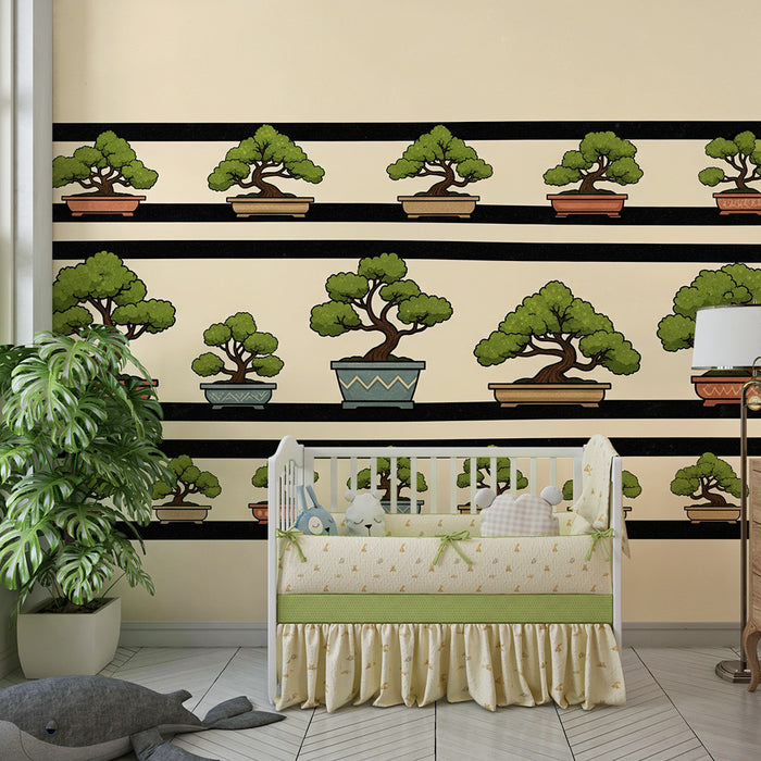 Kids' Room Wallpaper | Colorful Bonsai on a Soft Background