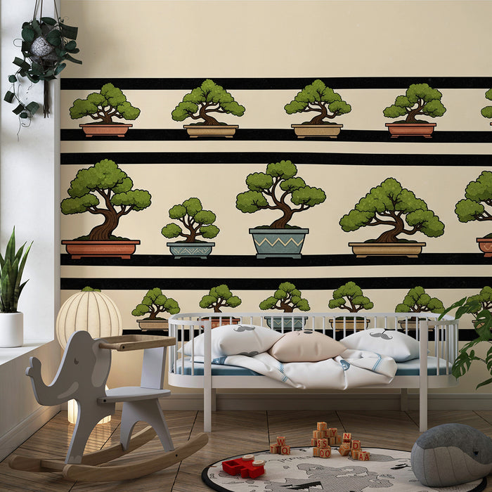 Kids' Room Wallpaper | Colorful Bonsai on a Soft Background