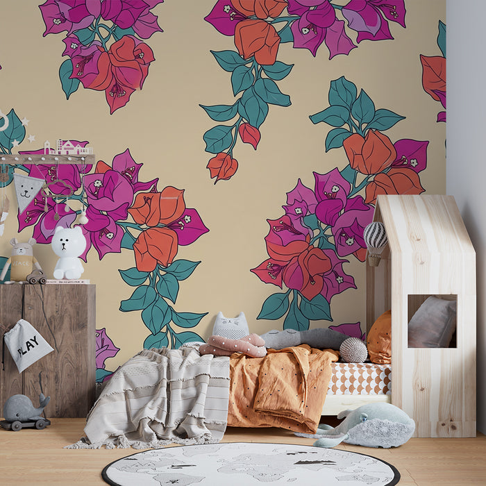 Barnetapet | Fargerike bougainvillea på myk bakgrunn