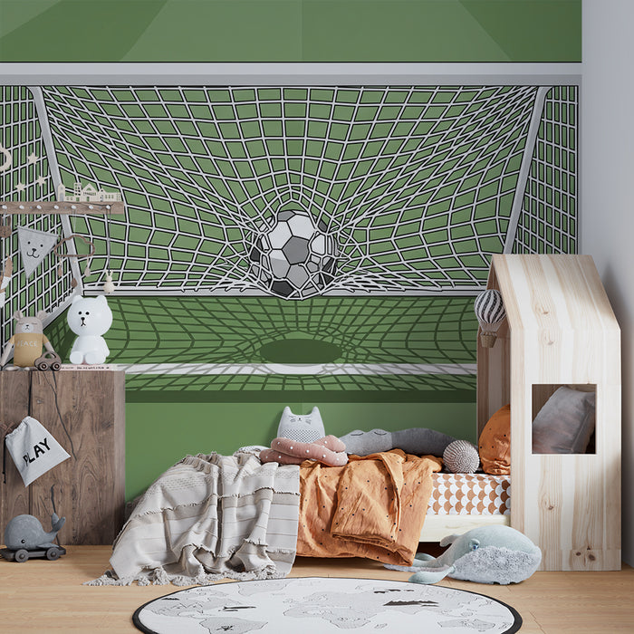 Kinderzimmer-Tapete | Fußballtor mit Ball im Netz