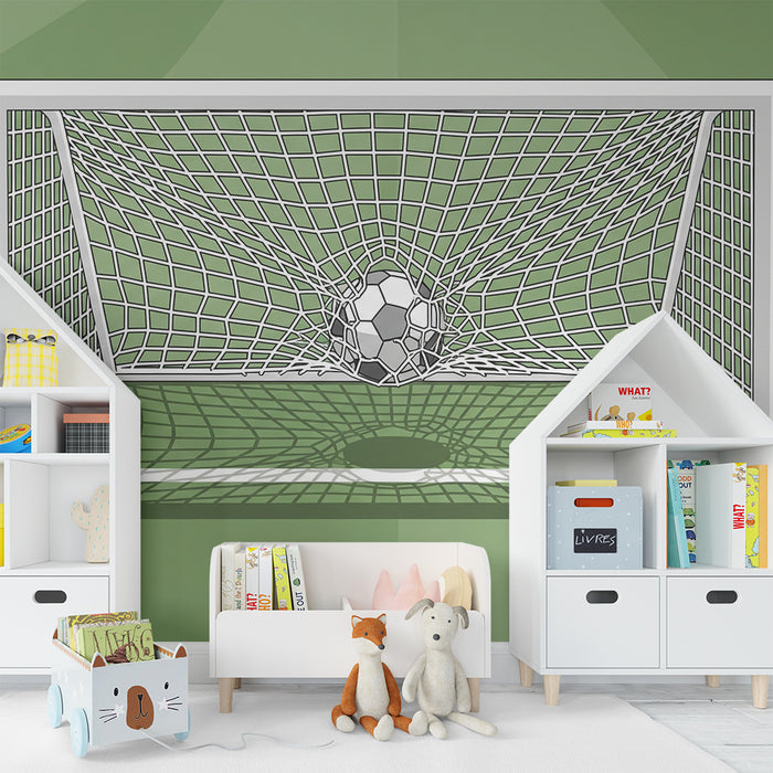 Kinderzimmer-Tapete | Fußballtor mit Ball im Netz