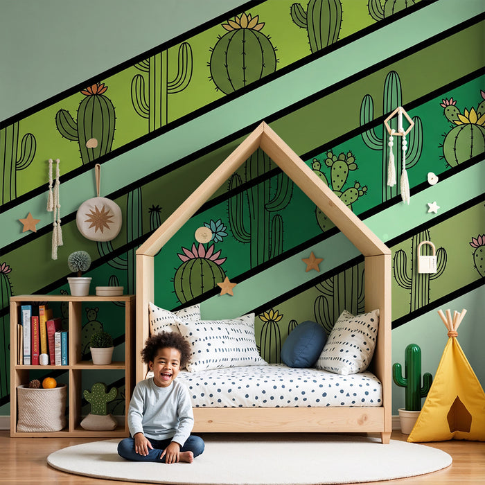 Kids' Room Wallpaper | Diagonal Cactus