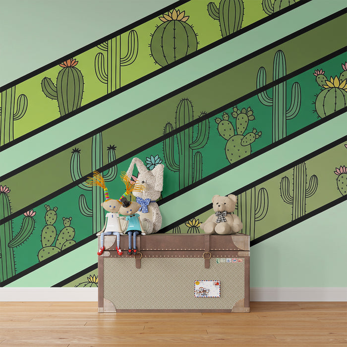 Kids' Room Wallpaper | Diagonal Cactus
