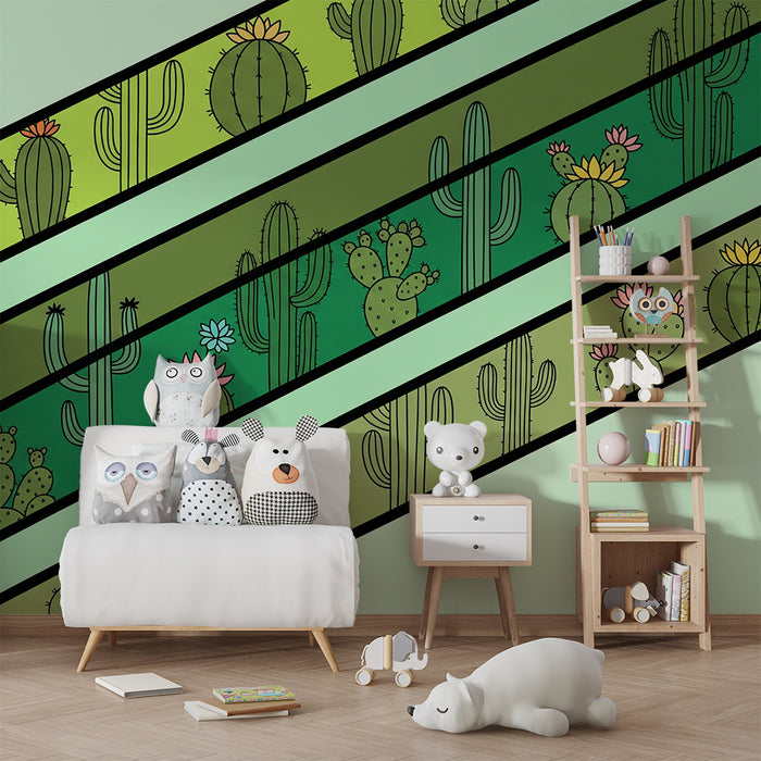 Kids' Room Wallpaper | Diagonal Cactus
