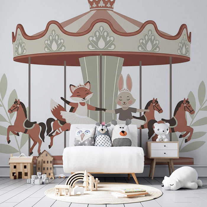 Tapety dla dzieci | Zaczarowany karuzela z tańczącymi zwierzętami