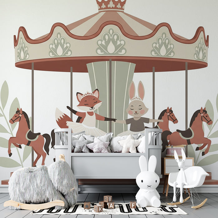 Tapety dla dzieci | Zaczarowany karuzela z tańczącymi zwierzętami