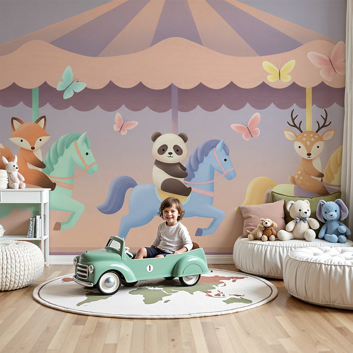 Papier de parede criança | Carrossel mágico com animais