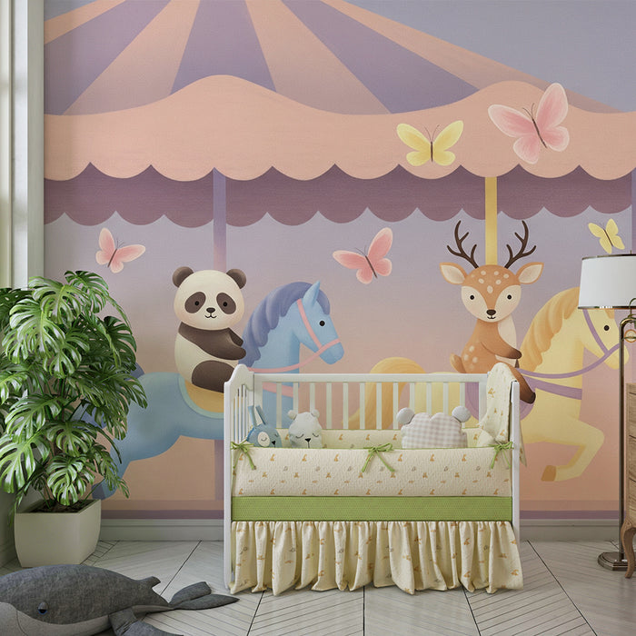 Papier de parede criança | Carrossel mágico com animais
