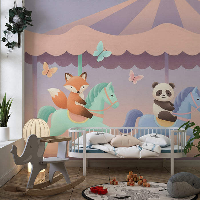 Papier de parede criança | Carrossel mágico com animais