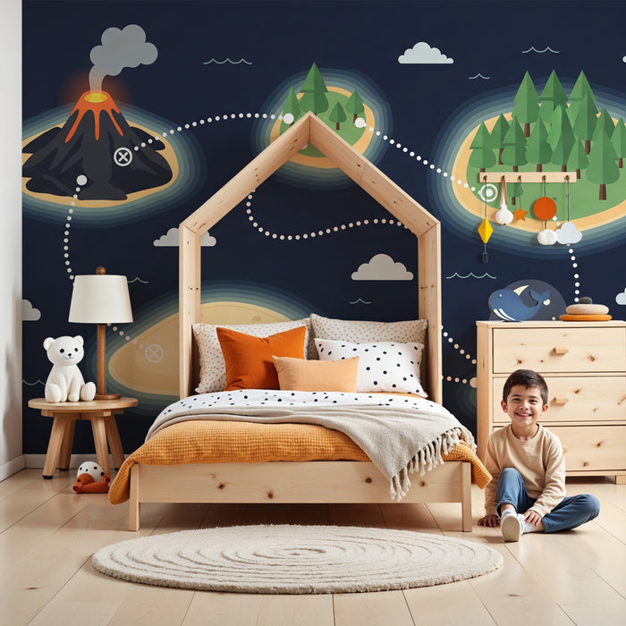 Kinderkamer behang | Avontuurlijke schatkaart