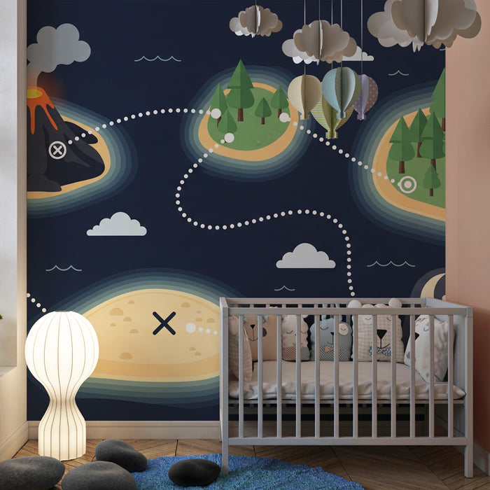 Kinderkamer behang | Avontuurlijke schatkaart