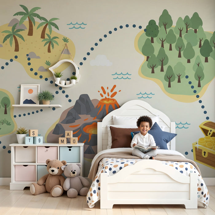 Kinderkamer behang | Avontuurlijke schatkaart