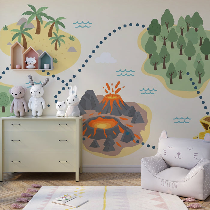 Kinderkamer behang | Avontuurlijke schatkaart