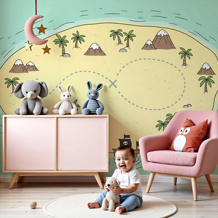 Kinderkamer behang | Schatkaart van de piraten