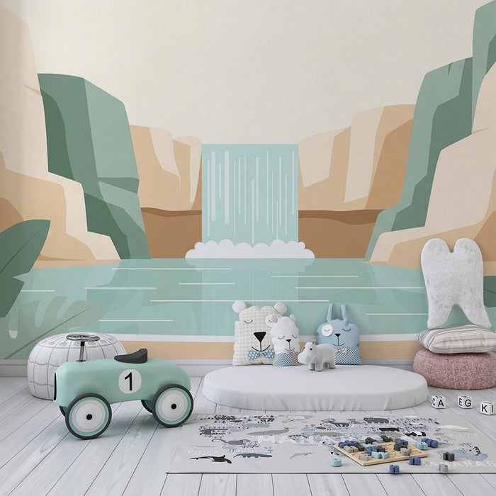 Carta da parati per camera bambini | Cascata rilassante e paesaggi naturali