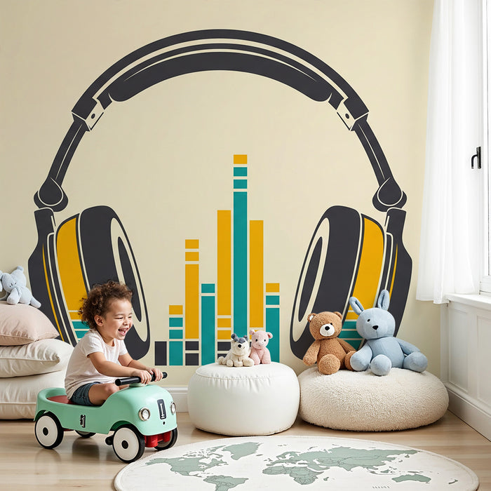 Papel pintado para habitación infantil | Auriculares con sonido envolvente y vibrante