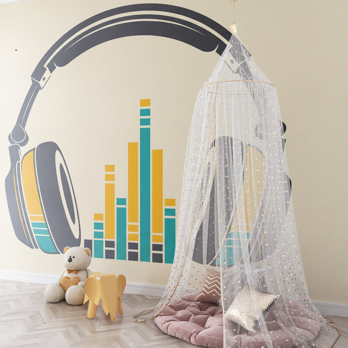 Papel pintado para habitación infantil | Auriculares con sonido envolvente y vibrante