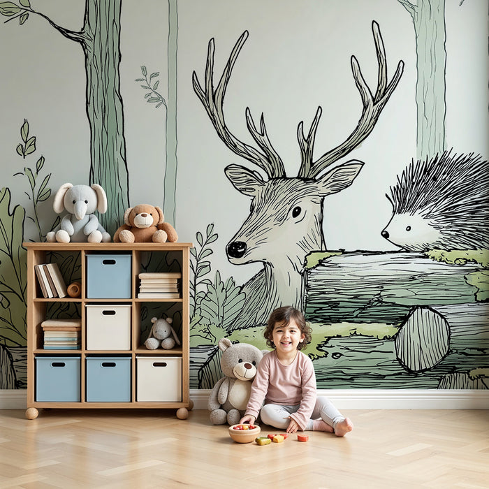Kids room wallpaper | Hirsch ja siil võlulaanes