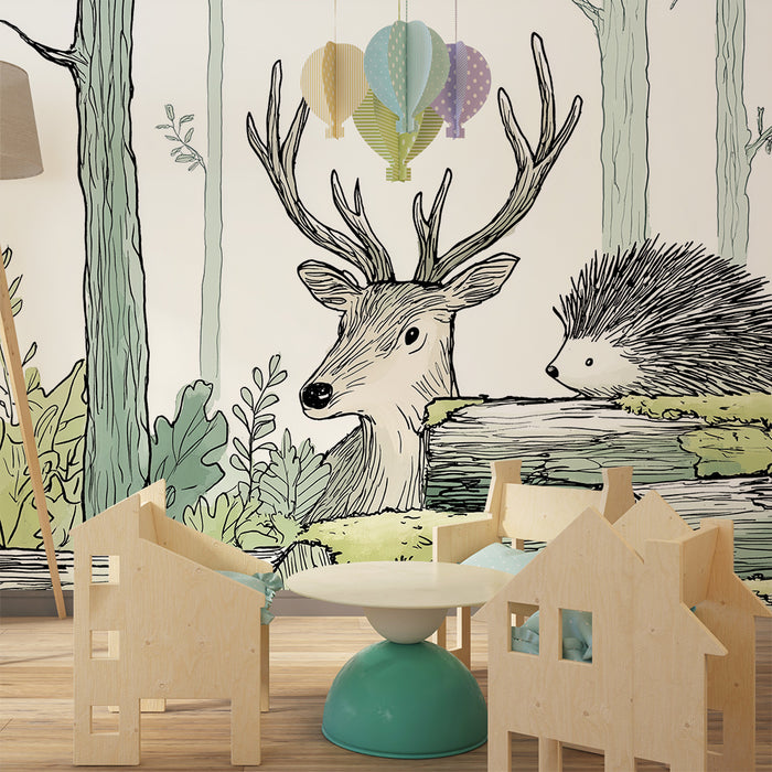 Kids room wallpaper | Hirsch ja siil võlulaanes