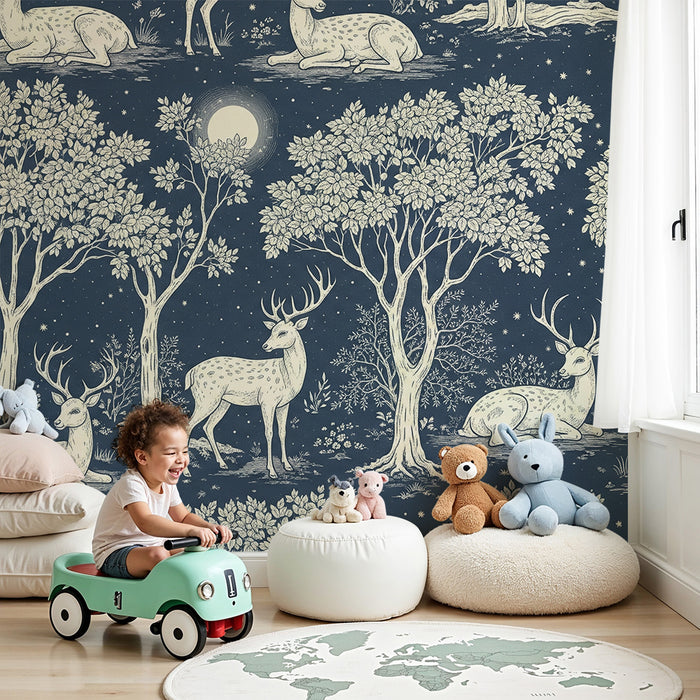 Children's bedroom wallpaper | Majestic deer under a starry sky