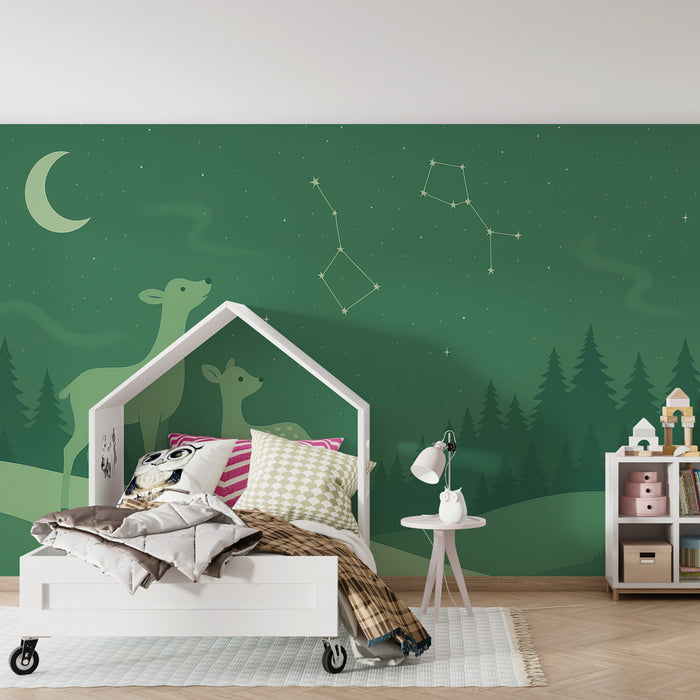 Papier peint chambre enfant | Cerfs sous les étoiles