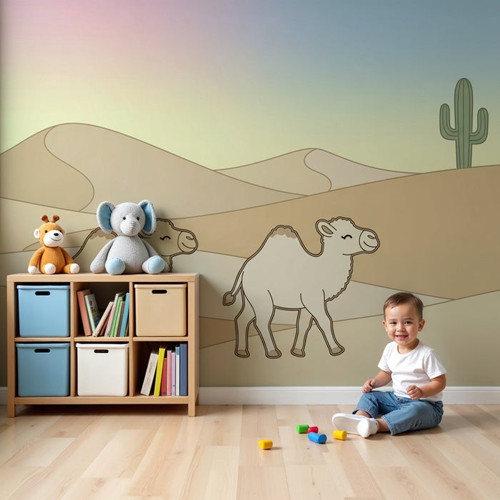 Kids room wallpaper | Kameli v puščavi