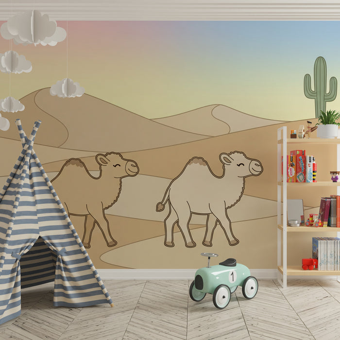 Kids room wallpaper | Kameli v puščavi