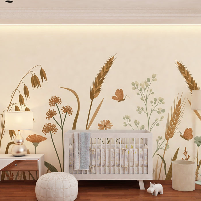 Papel de parede criança | Campo de flores e ervas naturais