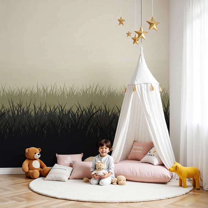 Carta da parati bambini | Campo di dolci e rilassanti erbe graminacee