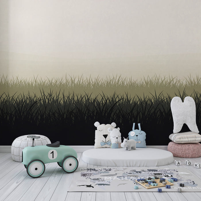 Carta da parati bambini | Campo di dolci e rilassanti erbe graminacee