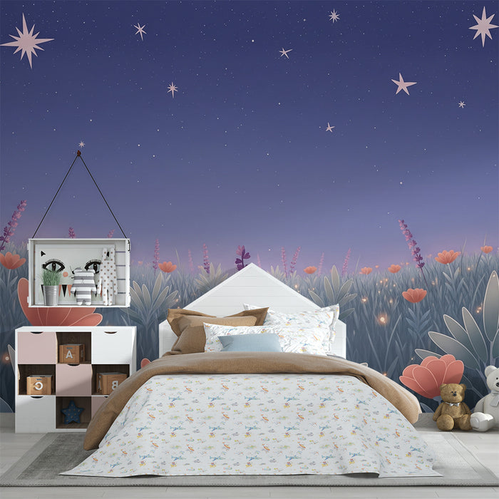 Barntapet | Blomsteräng under en stjärnklar himmel