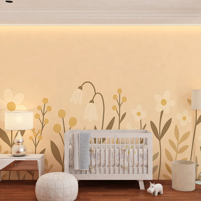 Papier peint chambre enfant | Champs de fleurs douces