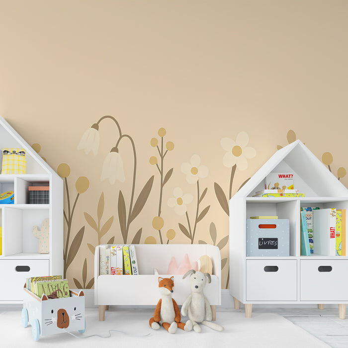 Papier peint chambre enfant | Champs de fleurs douces