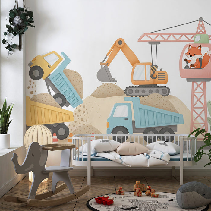 Papier de parede dječja soba | Zabavna građevinska zona