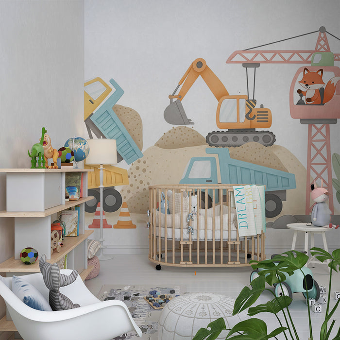 Papier de parede dječja soba | Zabavna građevinska zona