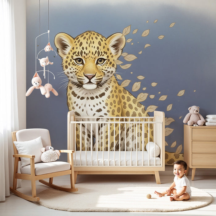 Barntapet | Charmant leopard och lätta löv