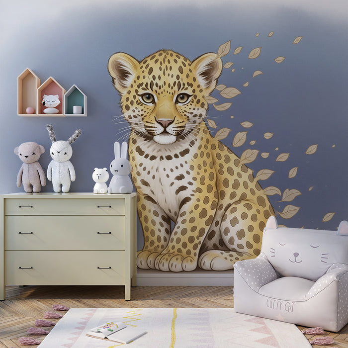 Barntapet | Charmant leopard och lätta löv