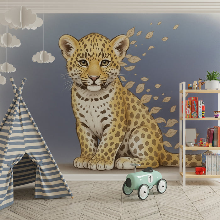 Barntapet | Charmant leopard och lätta löv