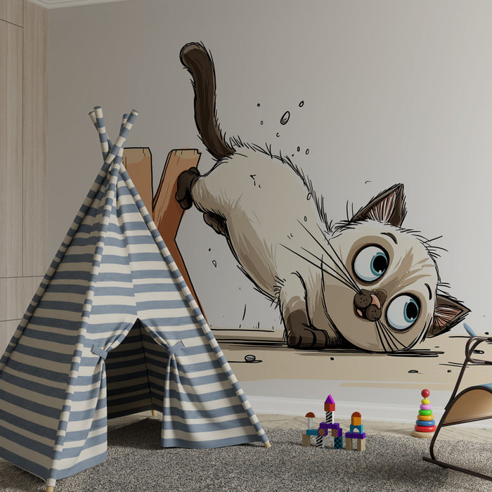 Papel pintado infantil | Gato travieso y letra K
